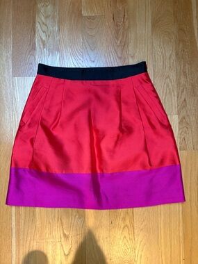 Kate Spade Colorblock Red and Pink Women's Skirt with Black Waistband